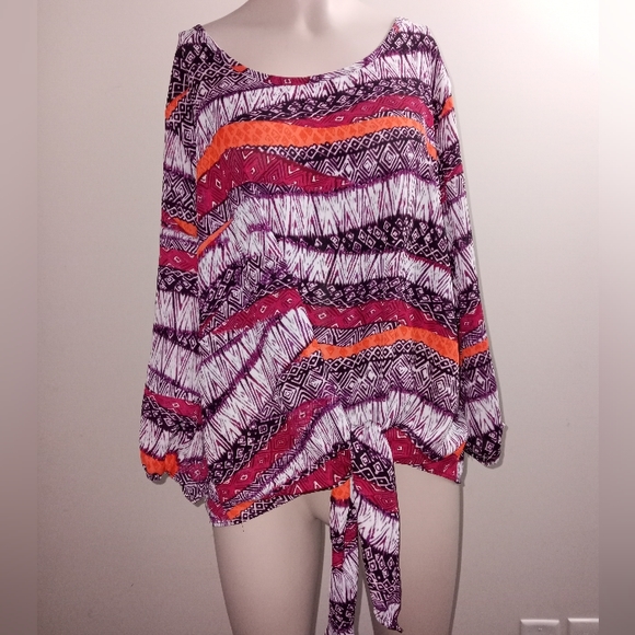 Ashley Stewart colorful long sleeve blouse size 12 - Picture 1 of 4